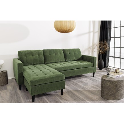 Canapé d'angle STOCKHOLM 220cm 3 places en cordon vert 2