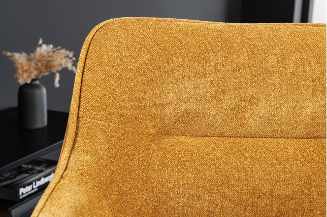 Fauteuil pivotant VERONA tissu et velours moutarde