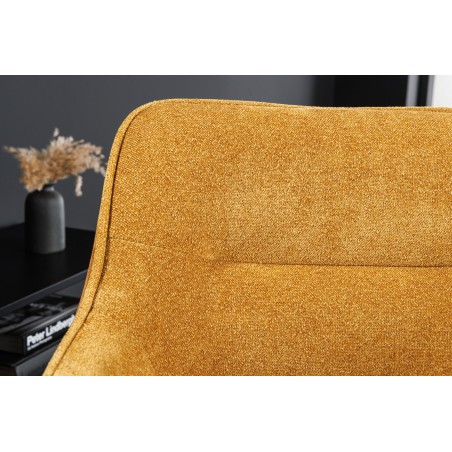 Fauteuil pivotant VERONA tissu et velours moutarde