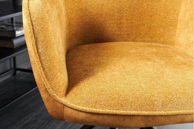 Fauteuil pivotant VERONA tissu et velours moutarde