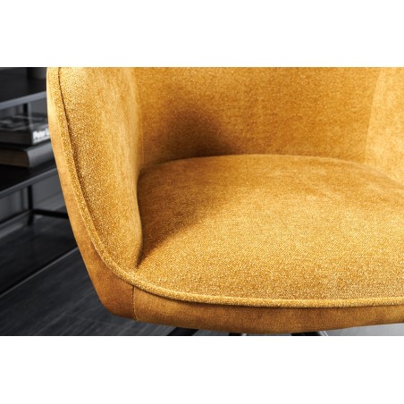Fauteuil pivotant VERONA tissu et velours moutarde
