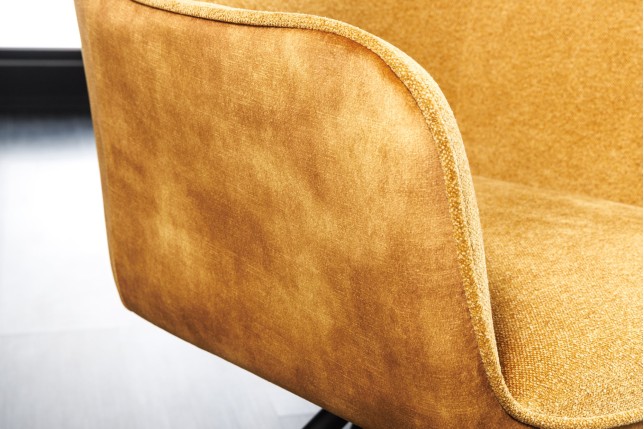 Fauteuil pivotant VERONA tissu et velours moutarde