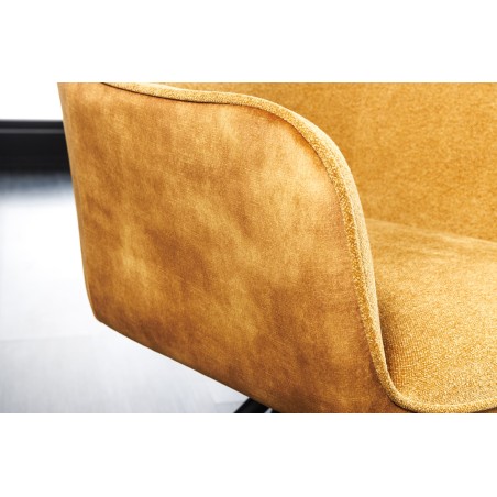 Fauteuil pivotant VERONA tissu et velours moutarde