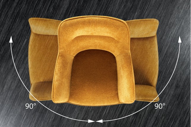 Fauteuil pivotant VERONA tissu et velours moutarde