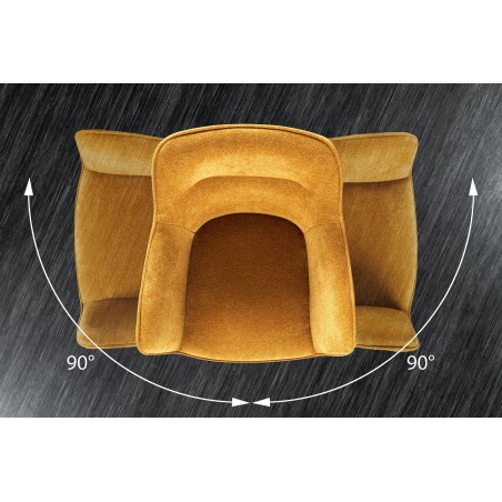 Fauteuil pivotant VERONA tissu et velours moutarde