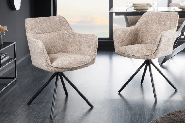 Fauteuil pivotant VERONA tissu texturé beige champagne