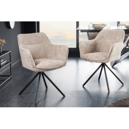 Fauteuil pivotant VERONA tissu texturé beige champagne