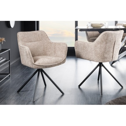 Fauteuil pivotant VERONA tissu texturé beige champagne 2