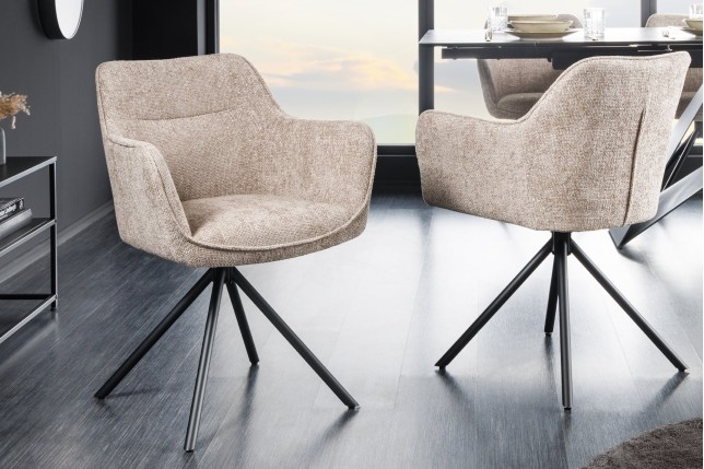 Fauteuil pivotant VERONA tissu texturé beige champagne
