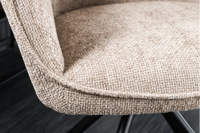 Fauteuil pivotant VERONA tissu texturé beige champagne