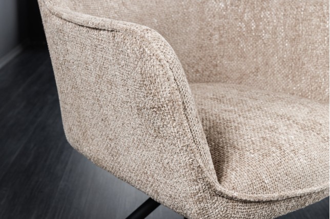 Fauteuil pivotant VERONA tissu texturé beige champagne