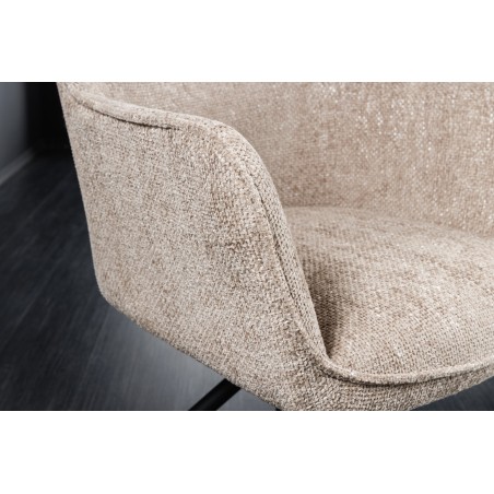 Fauteuil pivotant VERONA tissu texturé beige champagne