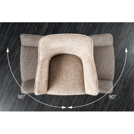 Fauteuil pivotant VERONA tissu texturé beige champagne