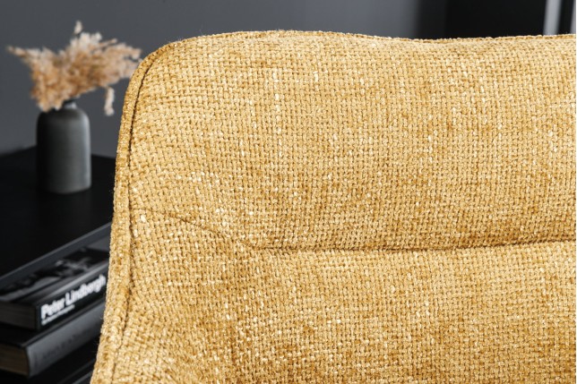 Fauteuil pivotant VERONA tissu texturé jaune moutarde