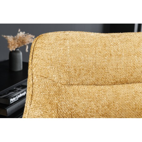 Fauteuil pivotant VERONA tissu texturé jaune moutarde