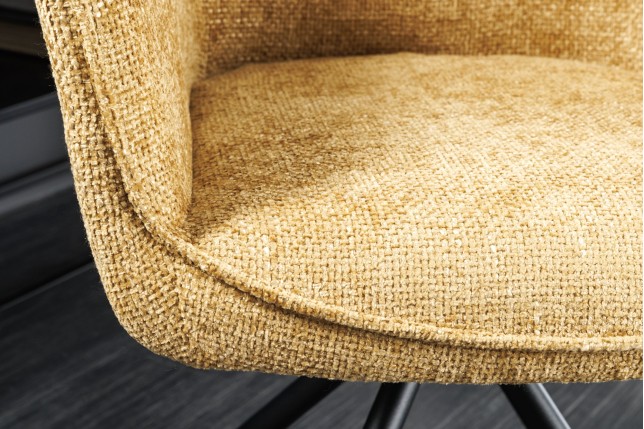 Fauteuil pivotant VERONA tissu texturé jaune moutarde
