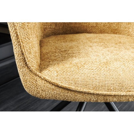 Fauteuil pivotant VERONA tissu texturé jaune moutarde