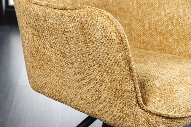 Fauteuil pivotant VERONA tissu texturé jaune moutarde