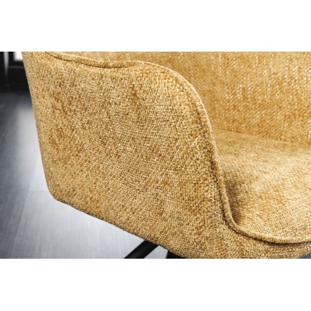 Fauteuil pivotant VERONA tissu texturé jaune moutarde