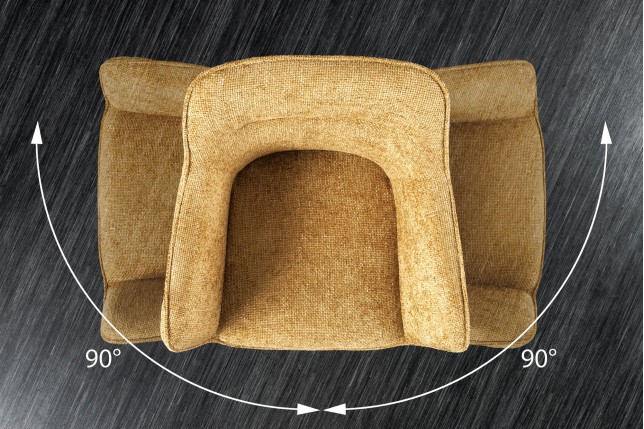 Fauteuil pivotant VERONA tissu texturé jaune moutarde