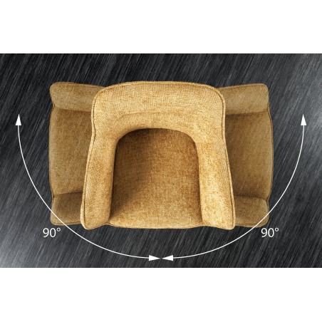 Fauteuil pivotant VERONA tissu texturé jaune moutarde