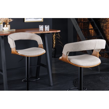 Tabouret de bar MANHATTAN pivotant beige et frêne 64-85cm 2
