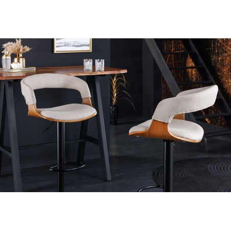 Tabouret de bar MANHATTAN pivotant beige et frêne 64-85cm