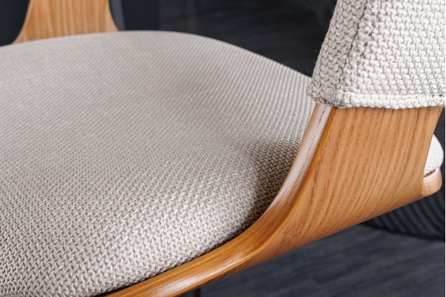 Tabouret de bar MANHATTAN pivotant beige et frêne 64-85cm