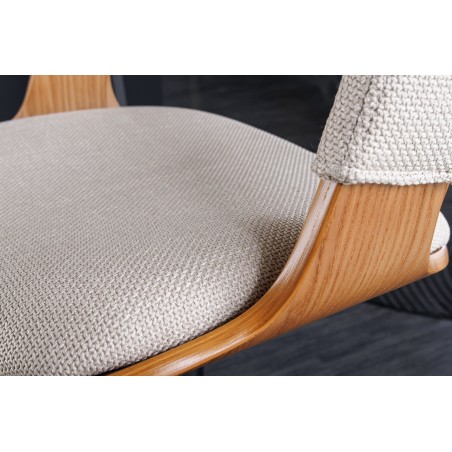 Tabouret de bar MANHATTAN pivotant beige et frêne 64-85cm