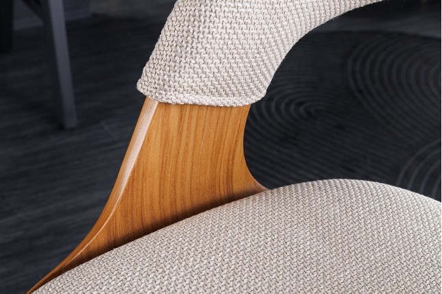 Tabouret de bar MANHATTAN pivotant beige et frêne 64-85cm