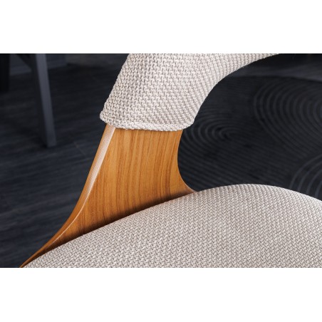 Tabouret de bar MANHATTAN pivotant beige et frêne 64-85cm
