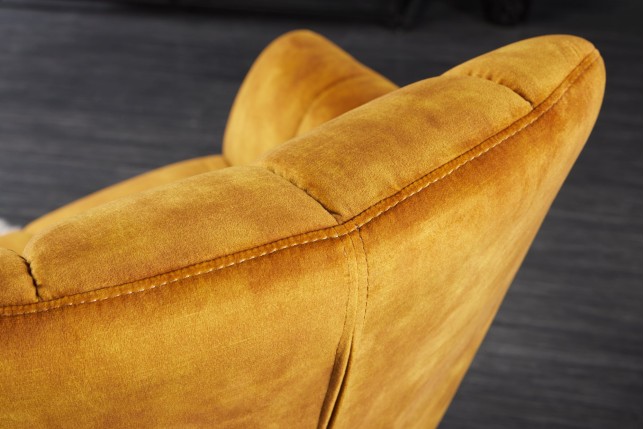 Fauteuil PAPILLON pivotant 360° velours moutarde