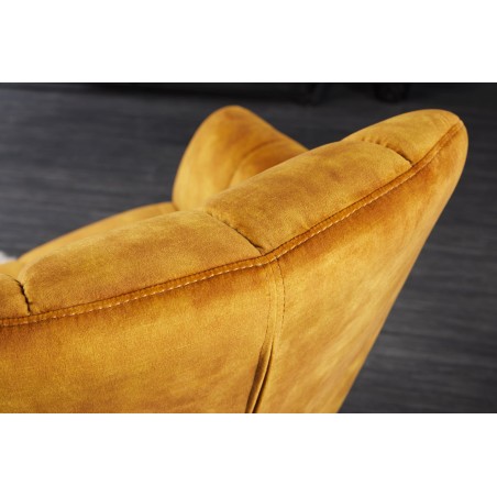 Fauteuil PAPILLON pivotant 360° velours moutarde