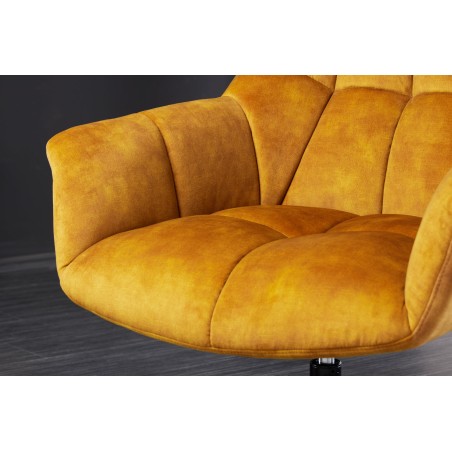 Fauteuil PAPILLON pivotant 360° velours moutarde