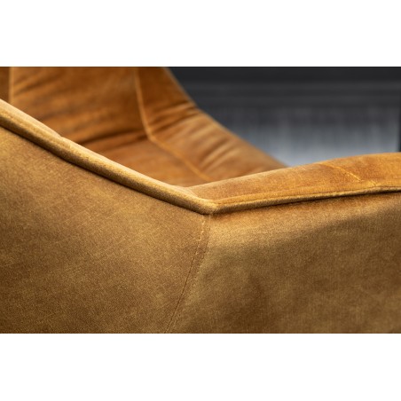 Chaise Dutch Comfort accoudoirs velours moutarde