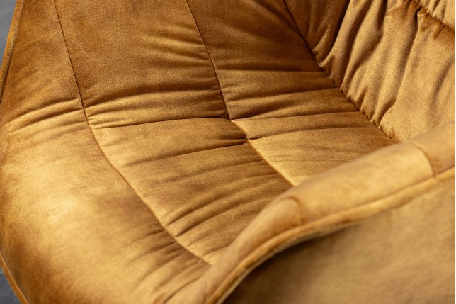 Chaise Dutch Comfort accoudoirs velours moutarde