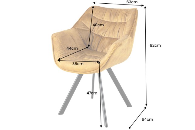 Chaise Dutch Comfort accoudoirs velours moutarde
