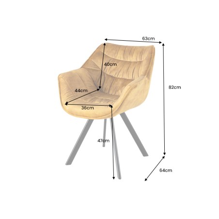 Chaise Dutch Comfort accoudoirs velours moutarde