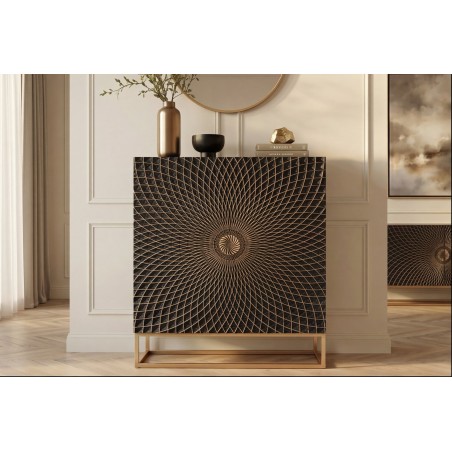 Highboard ILLUSION 120cm - Buffet haut manguier et noir