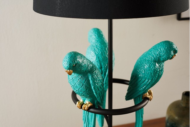 Lampe de table WILDLIFE 75cm perroquets - Polyrésine & marbre