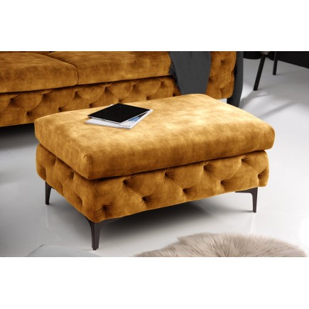 Tabouret Chesterfield Velours Jaune Moutarde - Modern Barock 2