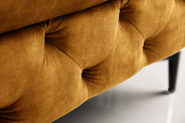 Tabouret Chesterfield Velours Jaune Moutarde - Modern Barock