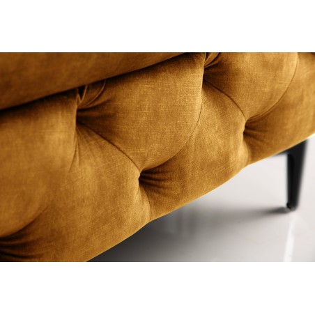 Tabouret Chesterfield Velours Jaune Moutarde - Modern Barock