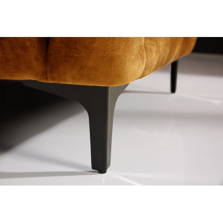 Tabouret Chesterfield Velours Jaune Moutarde - Modern Barock