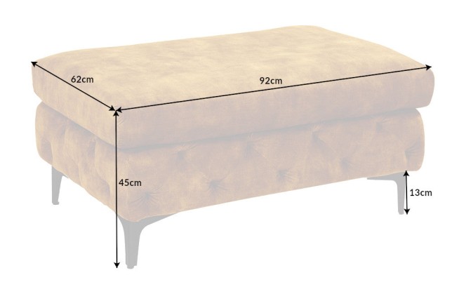 Tabouret Chesterfield Velours Jaune Moutarde - Modern Barock