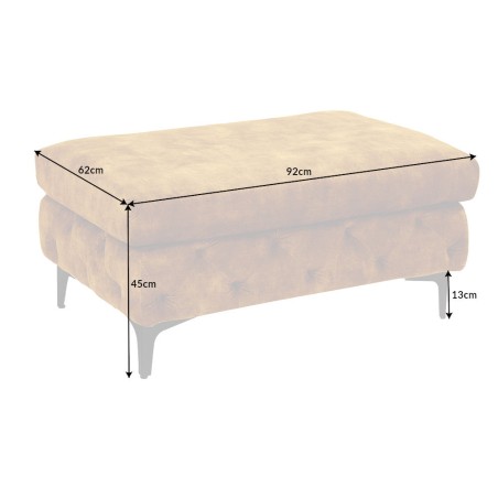 Tabouret Chesterfield Velours Jaune Moutarde - Modern Barock