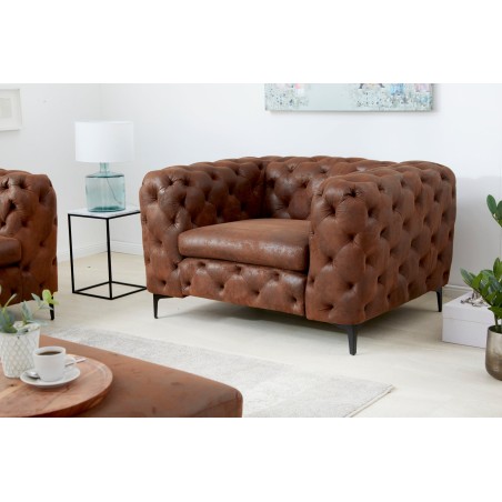 Fauteuil Chesterfield Modern Barock microfibre brun