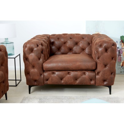 Fauteuil Chesterfield Modern Barock microfibre brun 2