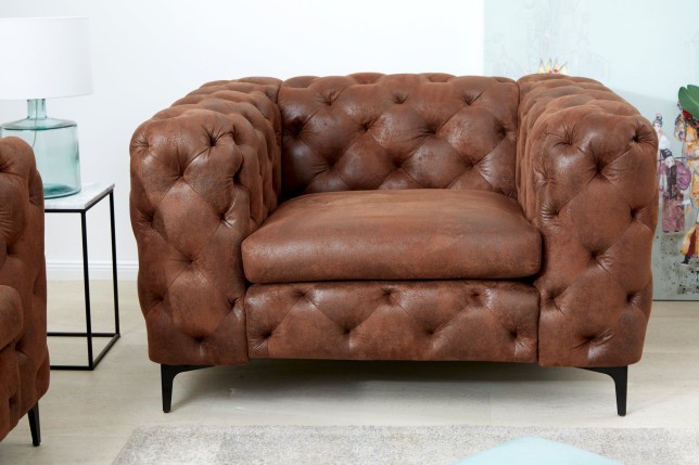 Fauteuil Chesterfield Modern Barock microfibre brun