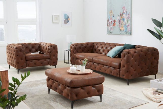 Fauteuil Chesterfield Modern Barock microfibre brun